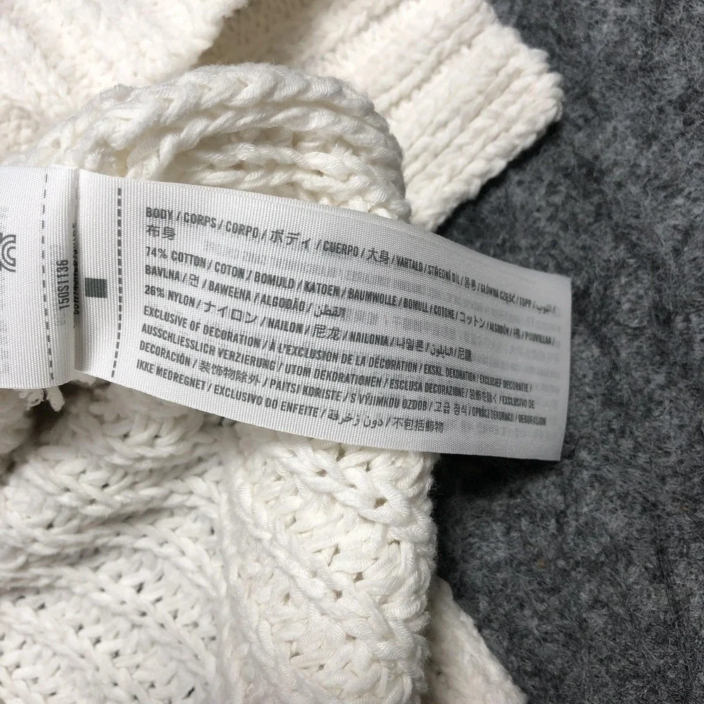 Abercrombie & Fitch Sweater Vest Womens M White Chunky Knit Sleeveless Cozy